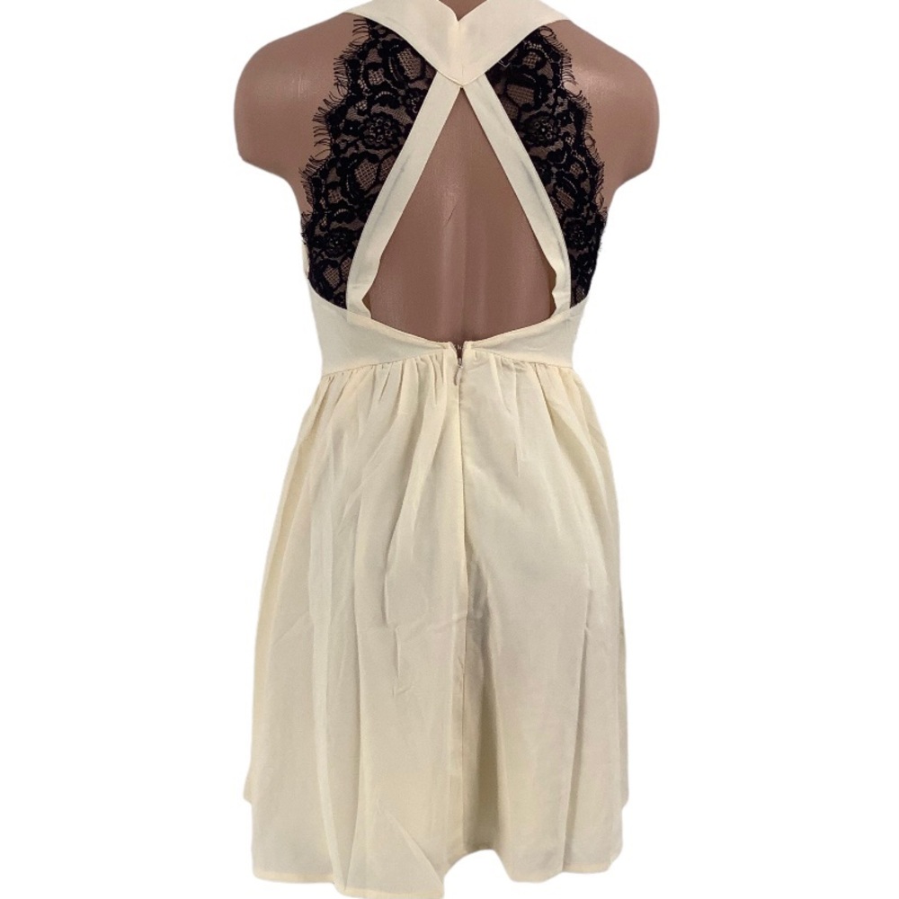 Tobi Cream & Black Lace Mini Dress Sz S
